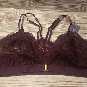Cacique the seriously sexy collection burgundy lace racerback new bralette 42C